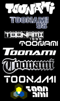 The official logos of Toonami with the exception of the Nuclear Chest currently used